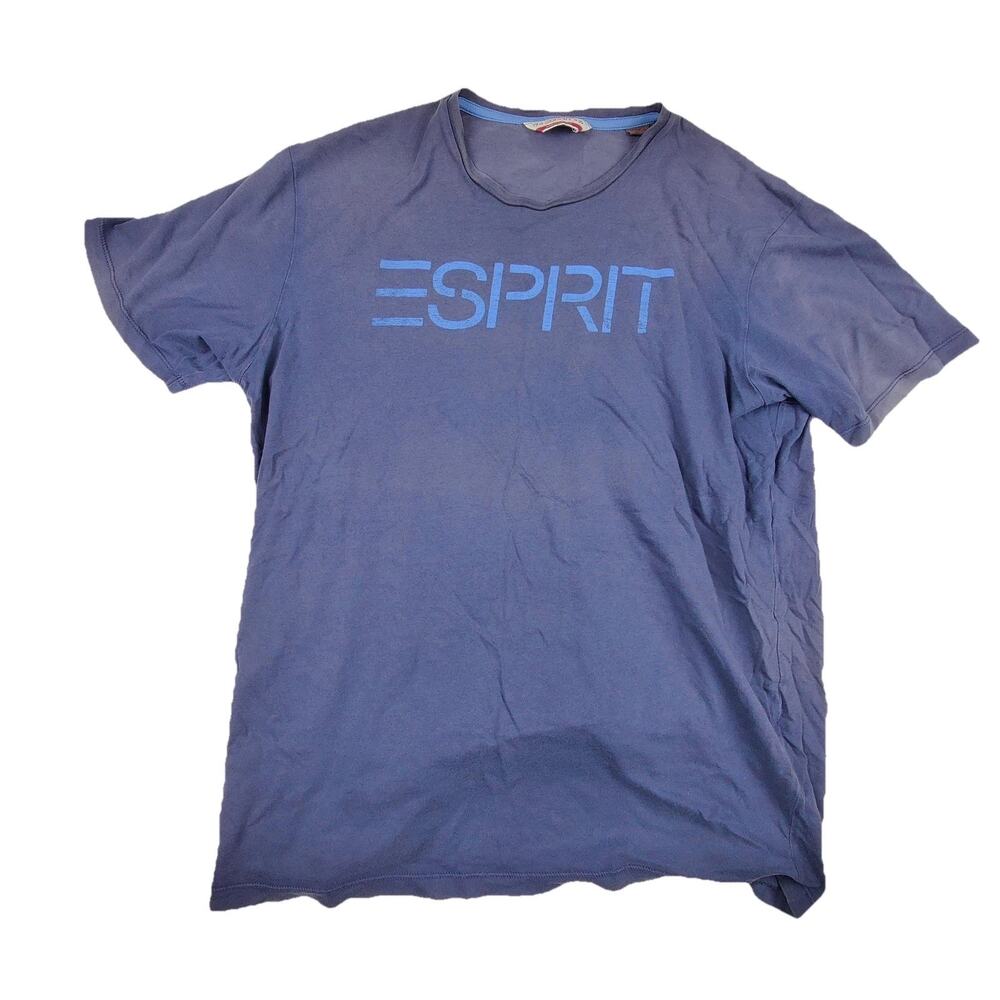 Esprit Shirt Mens XL Blue Short Sleeve Crew Neck Logo Graphic Tee Casual